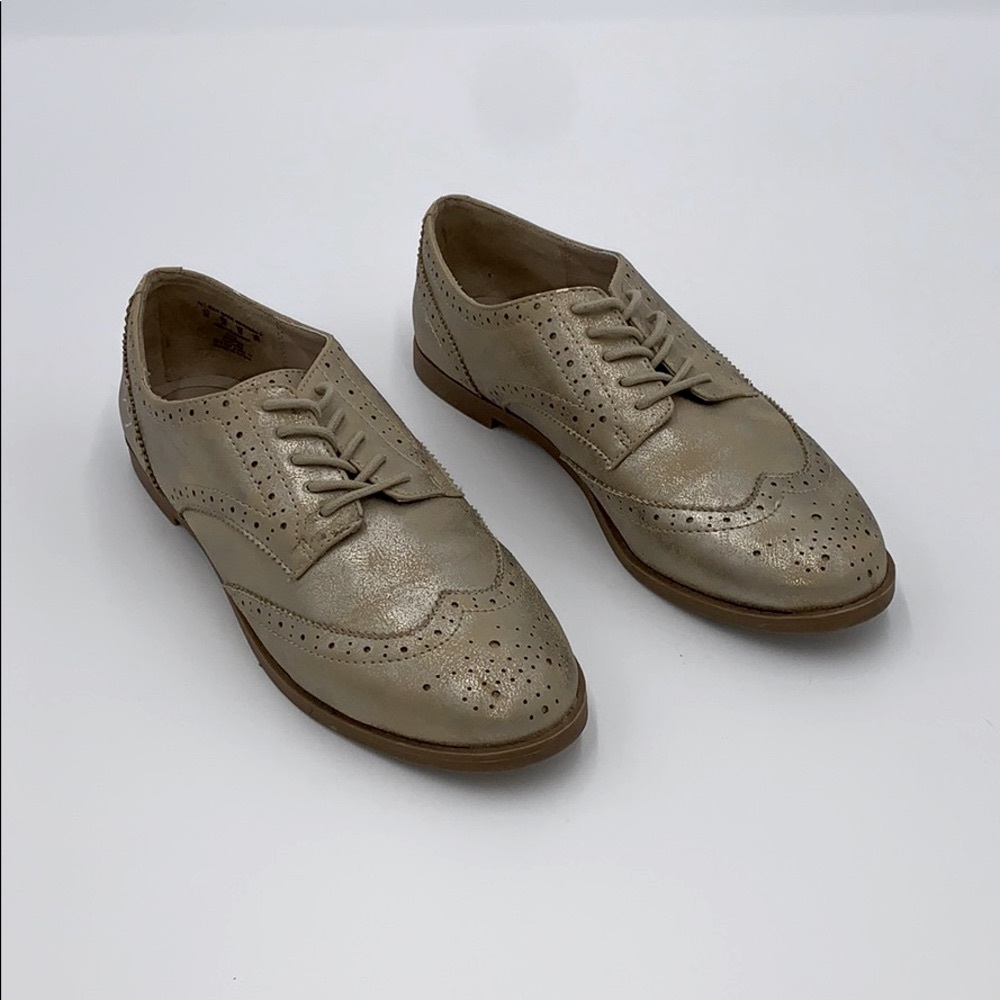 Vintage Inspired Tarnished Gold Oxfords - VGUC